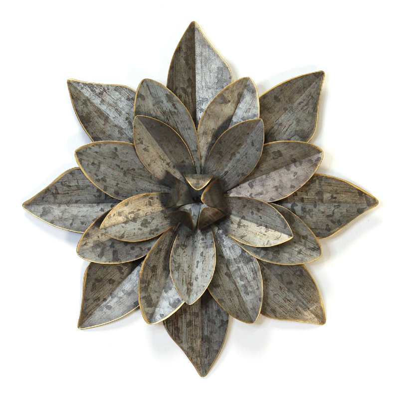 Gracie Oaks Layered Galvanized Metal Flower Wall Décor